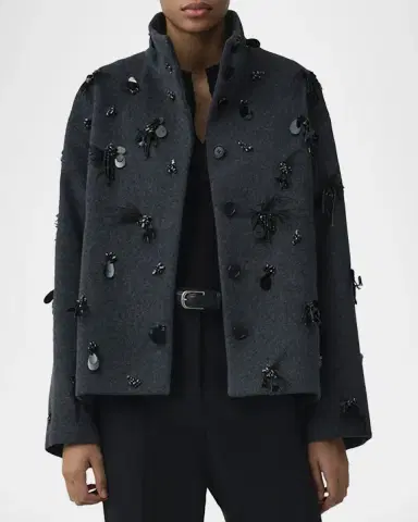 Simkhai Siena Embellished Wool-Blend Jacket | Thumbnail 4 Simkhai Siena Embellished Wool-Blend Jacket | Thumbnail 4