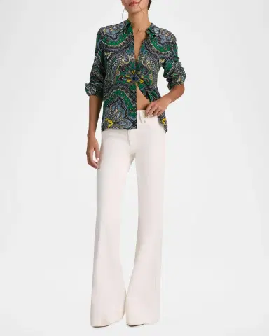Alice + Olivia Willa Paisley Silk Placket Top | Thumbnail 2 Alice + Olivia Willa Paisley Silk Placket Top | Thumbnail 2