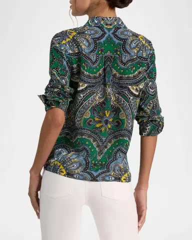 Alice + Olivia Willa Paisley Silk Placket Top | Thumbnail 3 Alice + Olivia Willa Paisley Silk Placket Top | Thumbnail 3