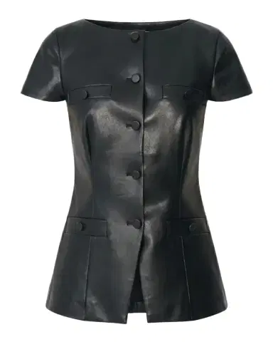 Toccin Ilya Bateau-Neck Vegan Leather Vest | Thumbnail 1 Toccin Ilya Bateau-Neck Vegan Leather Vest | Thumbnail 1
