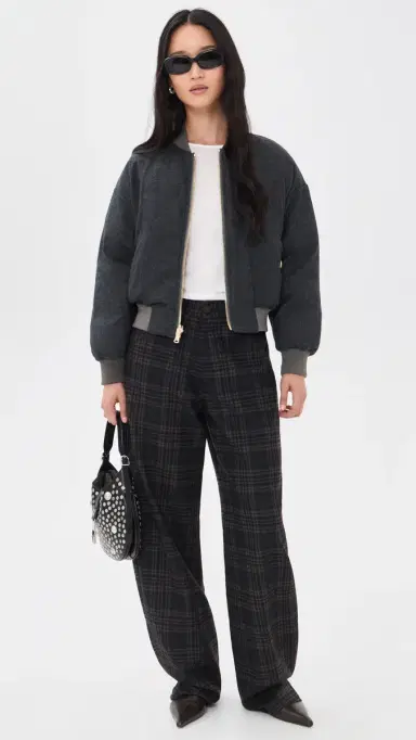 L'Agence Violeta Reversible Puffer Gry Olve/Chrcoal Herringbone | Thumbnail 5 L'Agence Violeta Reversible Puffer Gry Olve/Chrcoal Herringbone | Thumbnail 5