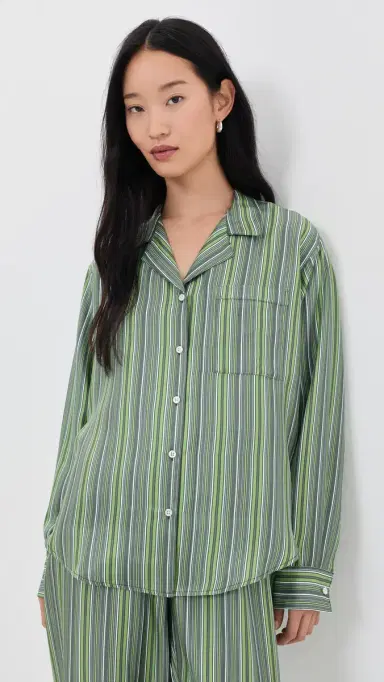 Comme Si Long Sleeve Notched Collar Shirt Abruzzo Stripe L | Thumbnail 2 Comme Si Long Sleeve Notched Collar Shirt Abruzzo Stripe L | Thumbnail 2