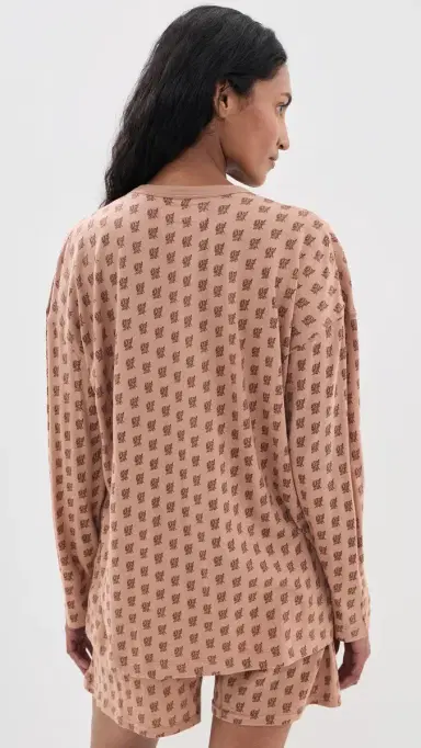 The Great. The Slouch Sleep Henley Rose Print | Thumbnail 3 The Great. The Slouch Sleep Henley Rose Print | Thumbnail 3