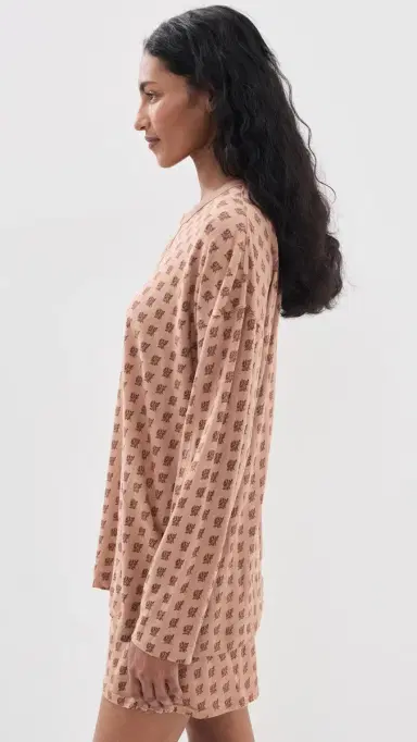 The Great. The Slouch Sleep Henley Rose Print | Thumbnail 4 The Great. The Slouch Sleep Henley Rose Print | Thumbnail 4