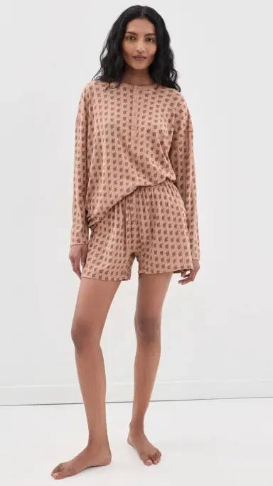The Great. The Slouch Sleep Henley Rose Print | Thumbnail 5 The Great. The Slouch Sleep Henley Rose Print | Thumbnail 5