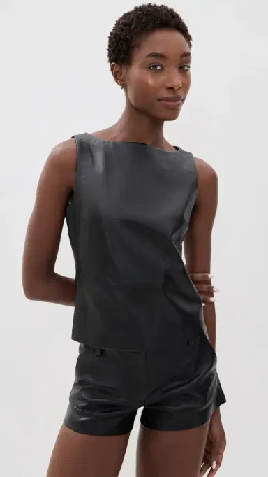 Joe's Jeans The Vegan Leather Boat Neck Tank Black | Thumbnail 2 Joe's Jeans The Vegan Leather Boat Neck Tank Black | Thumbnail 2