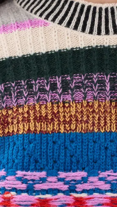 Mother The Extra Crop Sweater Red Blue Multi tripe | Thumbnail 6 Mother The Extra Crop Sweater Red Blue Multi tripe | Thumbnail 6