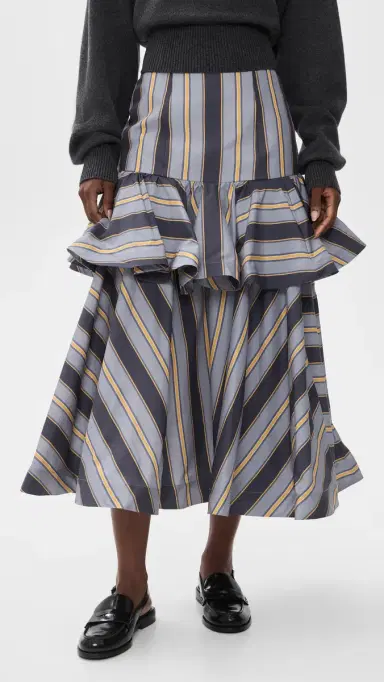 Zimmermann Valiant Peplum Midi Skirt Navy Stripe | Thumbnail 2 Zimmermann Valiant Peplum Midi Skirt Navy Stripe | Thumbnail 2
