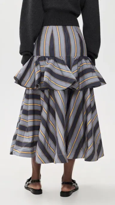 Zimmermann Valiant Peplum Midi Skirt Navy Stripe | Thumbnail 3 Zimmermann Valiant Peplum Midi Skirt Navy Stripe | Thumbnail 3