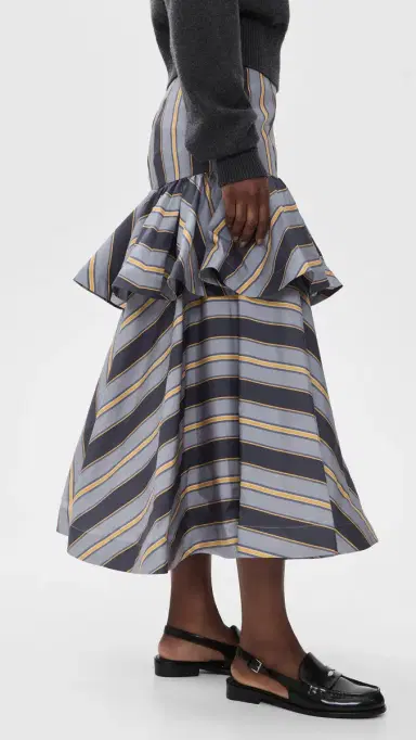 Zimmermann Valiant Peplum Midi Skirt Navy Stripe | Thumbnail 4 Zimmermann Valiant Peplum Midi Skirt Navy Stripe | Thumbnail 4