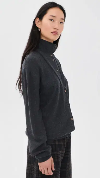 Source Unknown Fabbie Merino Wool Layered Cardigan Charcoal S | Thumbnail 4 Source Unknown Fabbie Merino Wool Layered Cardigan Charcoal S | Thumbnail 4