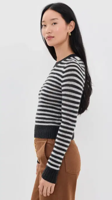 ENZA COSTA Cashmere hrunken Crew in Classic tripe Classic tripe | Thumbnail 4 ENZA COSTA Cashmere hrunken Crew in Classic tripe Classic tripe | Thumbnail 4