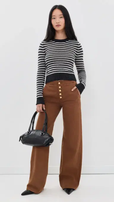 ENZA COSTA Cashmere hrunken Crew in Classic tripe Classic tripe | Thumbnail 5 ENZA COSTA Cashmere hrunken Crew in Classic tripe Classic tripe | Thumbnail 5