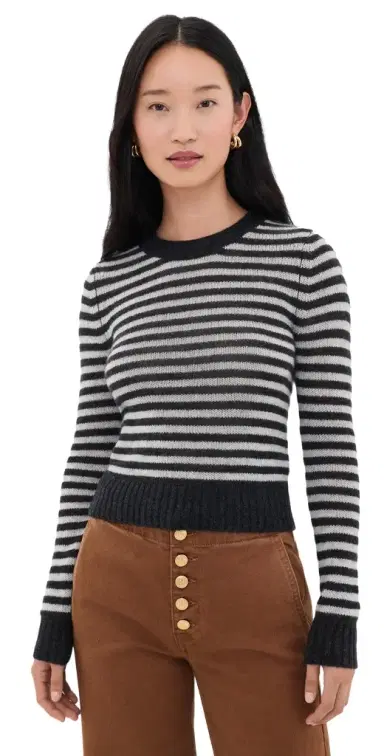 ENZA COSTA Cashmere hrunken Crew in Classic tripe Classic tripe | Thumbnail 1 ENZA COSTA Cashmere hrunken Crew in Classic tripe Classic tripe | Thumbnail 1