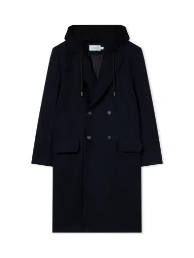 Off-White Wool Varsity Hooded Double-Breasted Coat | Thumbnail 1 Off-White Wool Varsity Hooded Double-Breasted Coat | Thumbnail 1