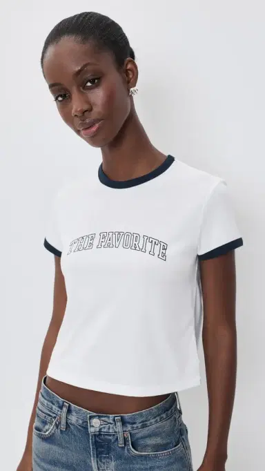 Favorite Daughter The Cropped Favorite Tee White/Navy | Thumbnail 2 Favorite Daughter The Cropped Favorite Tee White/Navy | Thumbnail 2