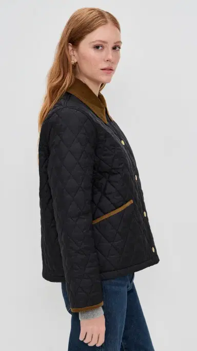 Barbour Icons Cropped Liddesdale Quilted Jacket Black/Classic | Thumbnail 4 Barbour Icons Cropped Liddesdale Quilted Jacket Black/Classic | Thumbnail 4