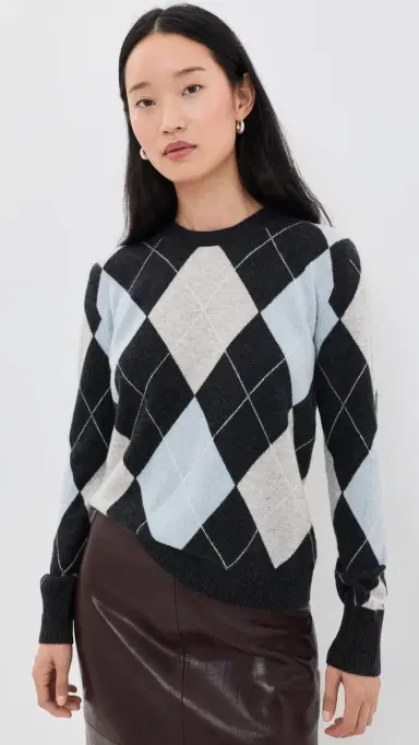 ENZA COSTA Cashmere Argyle Sweater Blue Grey Argyle | Thumbnail 2 ENZA COSTA Cashmere Argyle Sweater Blue Grey Argyle | Thumbnail 2