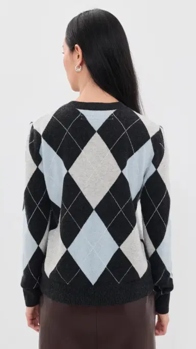 ENZA COSTA Cashmere Argyle Sweater Blue Grey Argyle | Thumbnail 3 ENZA COSTA Cashmere Argyle Sweater Blue Grey Argyle | Thumbnail 3