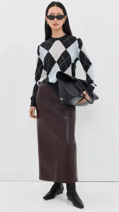 ENZA COSTA Cashmere Argyle Sweater Blue Grey Argyle | Thumbnail 5 ENZA COSTA Cashmere Argyle Sweater Blue Grey Argyle | Thumbnail 5