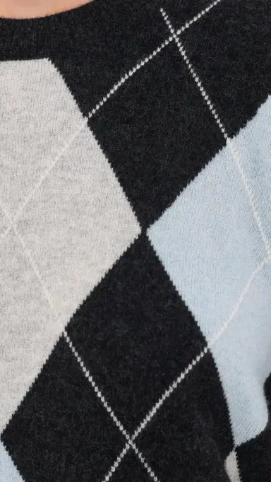 ENZA COSTA Cashmere Argyle Sweater Blue Grey Argyle | Thumbnail 6 ENZA COSTA Cashmere Argyle Sweater Blue Grey Argyle | Thumbnail 6