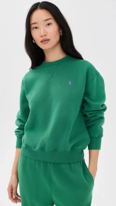 Polo Ralph Lauren Arctic Fleece Knit Crew Neck Sweatshirt Bush Green | Thumbnail 2 Polo Ralph Lauren Arctic Fleece Knit Crew Neck Sweatshirt Bush Green | Thumbnail 2