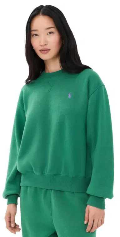 Polo Ralph Lauren Arctic Fleece Knit Crew Neck Sweatshirt Bush Green | Thumbnail 1 Polo Ralph Lauren Arctic Fleece Knit Crew Neck Sweatshirt Bush Green | Thumbnail 1