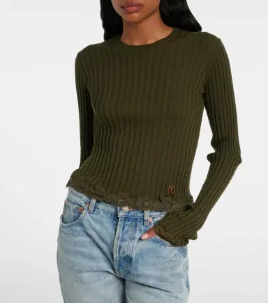 Saint Laurent Lace-trimmed wool, cashmere, and silk top | Thumbnail 4 Saint Laurent Lace-trimmed wool, cashmere, and silk top | Thumbnail 4