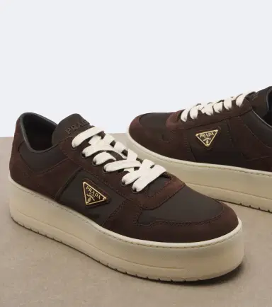 Prada Downtown Bold suede-trimmed platform sneakers | Thumbnail 2 Prada Downtown Bold suede-trimmed platform sneakers | Thumbnail 2