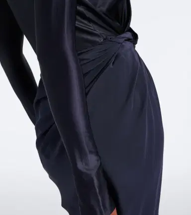 Victoria Beckham Lea draped silk-trimmed jersey maxi dress | Thumbnail 3 Victoria Beckham Lea draped silk-trimmed jersey maxi dress | Thumbnail 3