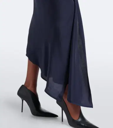 Victoria Beckham Lea draped silk-trimmed jersey maxi dress | Thumbnail 4 Victoria Beckham Lea draped silk-trimmed jersey maxi dress | Thumbnail 4