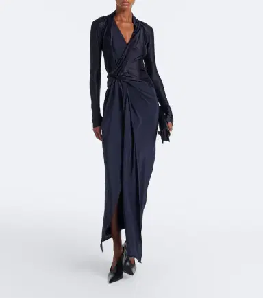 Victoria Beckham Lea draped silk-trimmed jersey maxi dress | Thumbnail 5 Victoria Beckham Lea draped silk-trimmed jersey maxi dress | Thumbnail 5