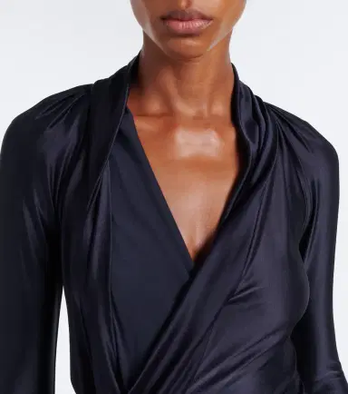 Victoria Beckham Lea draped silk-trimmed jersey maxi dress | Thumbnail 6 Victoria Beckham Lea draped silk-trimmed jersey maxi dress | Thumbnail 6