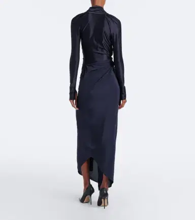 Victoria Beckham Lea draped silk-trimmed jersey maxi dress | Thumbnail 7 Victoria Beckham Lea draped silk-trimmed jersey maxi dress | Thumbnail 7