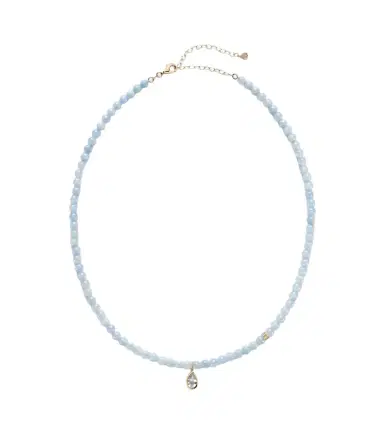 Sydney Evan Icon Mounting 14kt gold beaded necklace with aquamarine and diamonds | Thumbnail 1 Sydney Evan Icon Mounting 14kt gold beaded necklace with aquamarine and diamonds | Thumbnail 1