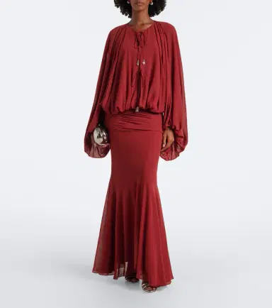 DE LA VALI Eulalia gathered chiffon maxi dress | Thumbnail 5 DE LA VALI Eulalia gathered chiffon maxi dress | Thumbnail 5