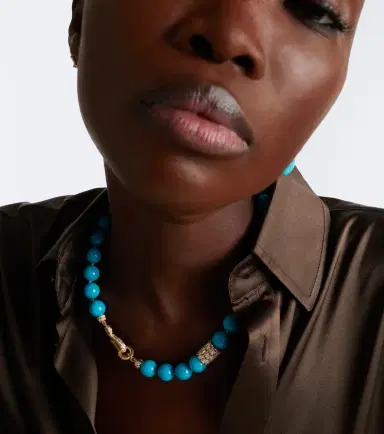 Suzanne Kalan 18kt gold necklace with turquoise and diamonds | Thumbnail 2 Suzanne Kalan 18kt gold necklace with turquoise and diamonds | Thumbnail 2