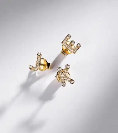 Sophie Bille Brahe Initial Petite K 18kt gold single earring with diamonds | Thumbnail 5 Sophie Bille Brahe Initial Petite K 18kt gold single earring with diamonds | Thumbnail 5