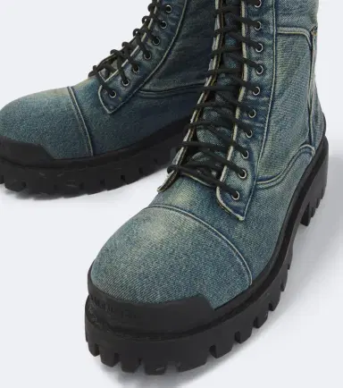 Balenciaga Combat Strike denim lace-up boots | Thumbnail 2 Balenciaga Combat Strike denim lace-up boots | Thumbnail 2
