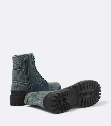 Balenciaga Combat Strike denim lace-up boots | Thumbnail 4 Balenciaga Combat Strike denim lace-up boots | Thumbnail 4