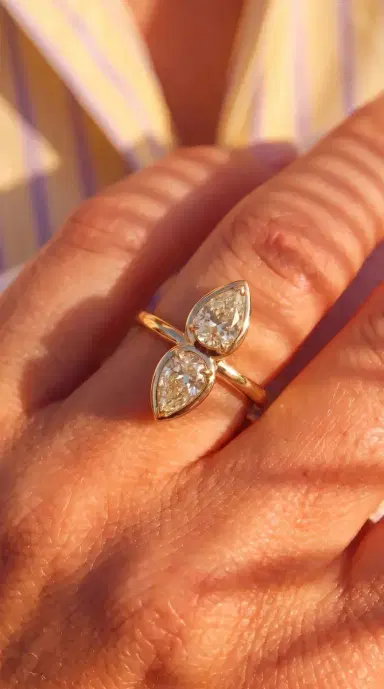 Wish Fine Jewelry 2.18ct Diamond 18K Gold Two Stones Ring | Thumbnail 3 Wish Fine Jewelry 2.18ct Diamond 18K Gold Two Stones Ring | Thumbnail 3