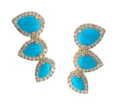 Wish Fine Jewelry 5.67ct Diamond Turquoise 14K Gold Climber Earrings | Thumbnail 1 Wish Fine Jewelry 5.67ct Diamond Turquoise 14K Gold Climber Earrings | Thumbnail 1