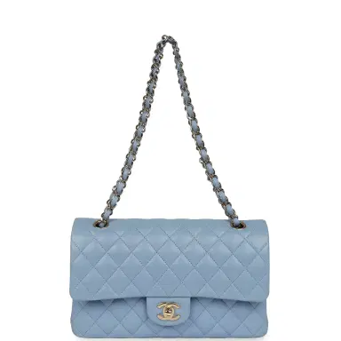 Chanel Chanel Medium Classic Double Flap Bag Light Blue Lambskin Light Gold Hardware | Thumbnail 7 Chanel Chanel Medium Classic Double Flap Bag Light Blue Lambskin Light Gold Hardware | Thumbnail 7
