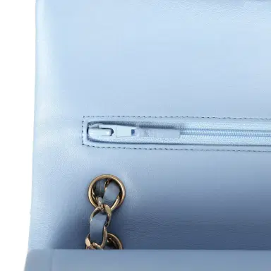 Chanel Chanel Medium Classic Double Flap Bag Light Blue Lambskin Light Gold Hardware | Thumbnail 8 Chanel Chanel Medium Classic Double Flap Bag Light Blue Lambskin Light Gold Hardware | Thumbnail 8