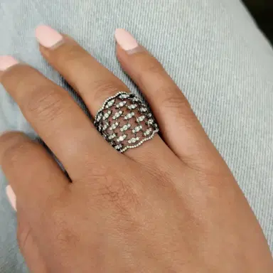 Crivelli Crivelli Fascia Bombata Griffata 18K White Gold & Rhodium Diamond Ring Sz. 6 by The Solist | Thumbnail 2 Crivelli Crivelli Fascia Bombata Griffata 18K White Gold & Rhodium Diamond Ring Sz. 6 by The Solist | Thumbnail 2