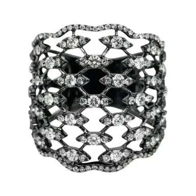 Crivelli Crivelli Fascia Bombata Griffata 18K White Gold & Rhodium Diamond Ring Sz. 6 by The Solist | Thumbnail 1 Crivelli Crivelli Fascia Bombata Griffata 18K White Gold & Rhodium Diamond Ring Sz. 6 by The Solist | Thumbnail 1