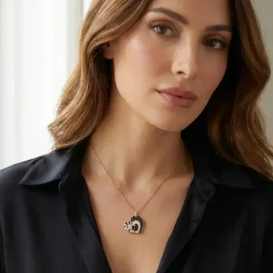 Crivelli Crivelli Heart Crooked 18K Rose Gold Black & White Diamond Pendant Necklace by The Solist | Thumbnail 2 Crivelli Crivelli Heart Crooked 18K Rose Gold Black & White Diamond Pendant Necklace by The Solist | Thumbnail 2