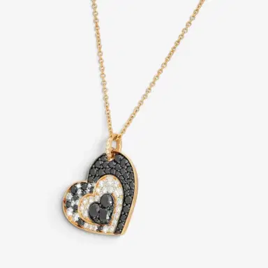 Crivelli Crivelli Heart Crooked 18K Rose Gold Black & White Diamond Pendant Necklace by The Solist | Thumbnail 3 Crivelli Crivelli Heart Crooked 18K Rose Gold Black & White Diamond Pendant Necklace by The Solist | Thumbnail 3