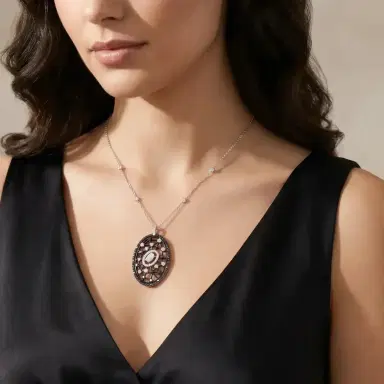Crivelli Crivelli Oval Griffe 18K White Gold Black & White Diamond Pendant Necklace by The Solist | Thumbnail 2 Crivelli Crivelli Oval Griffe 18K White Gold Black & White Diamond Pendant Necklace by The Solist | Thumbnail 2