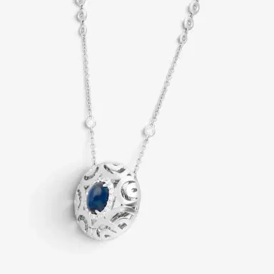 Crivelli Crivelli Ricami Luci 18K White Gold Diamond & Blue Sapphire Pendant Necklace by The Solist | Thumbnail 3 Crivelli Crivelli Ricami Luci 18K White Gold Diamond & Blue Sapphire Pendant Necklace by The Solist | Thumbnail 3